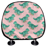 Isometric Tyrannosaurus Pattern Print Car Headrest Covers
