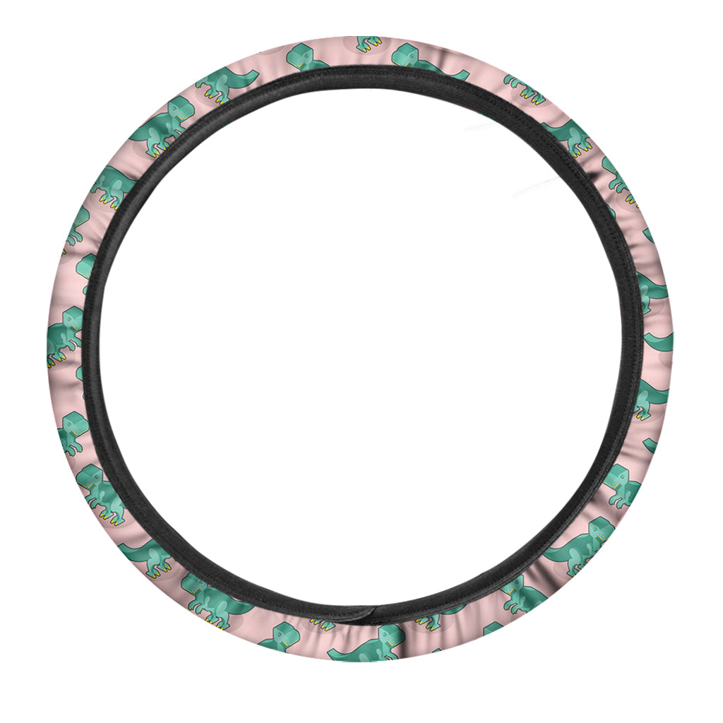 Isometric Tyrannosaurus Pattern Print Car Steering Wheel Cover