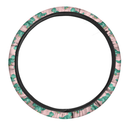 Isometric Tyrannosaurus Pattern Print Car Steering Wheel Cover