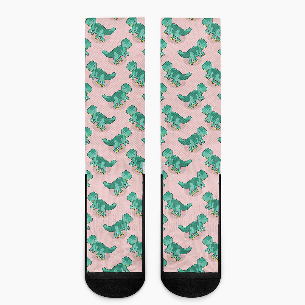 Isometric Tyrannosaurus Pattern Print Crew Socks