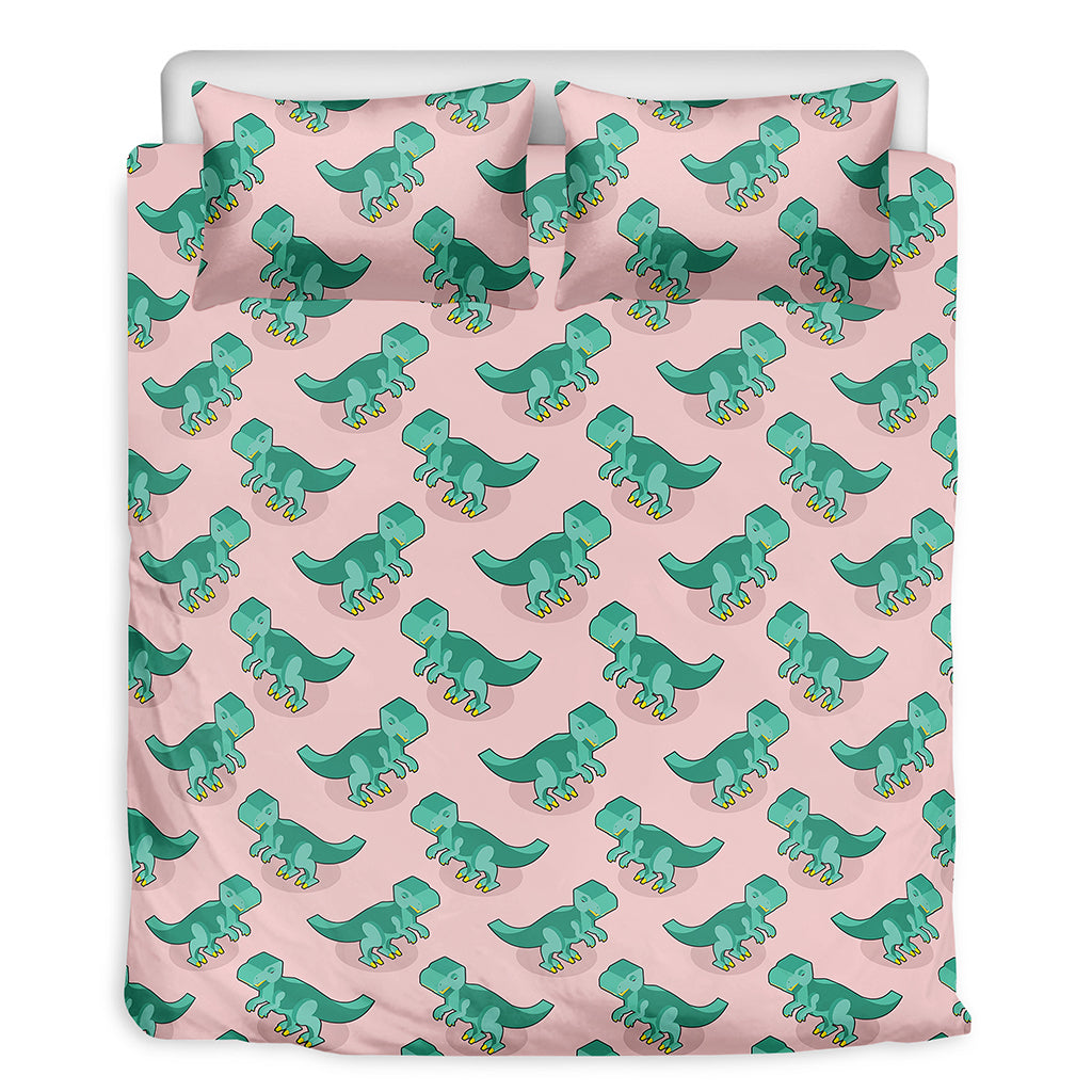 Isometric Tyrannosaurus Pattern Print Duvet Cover Bedding Set