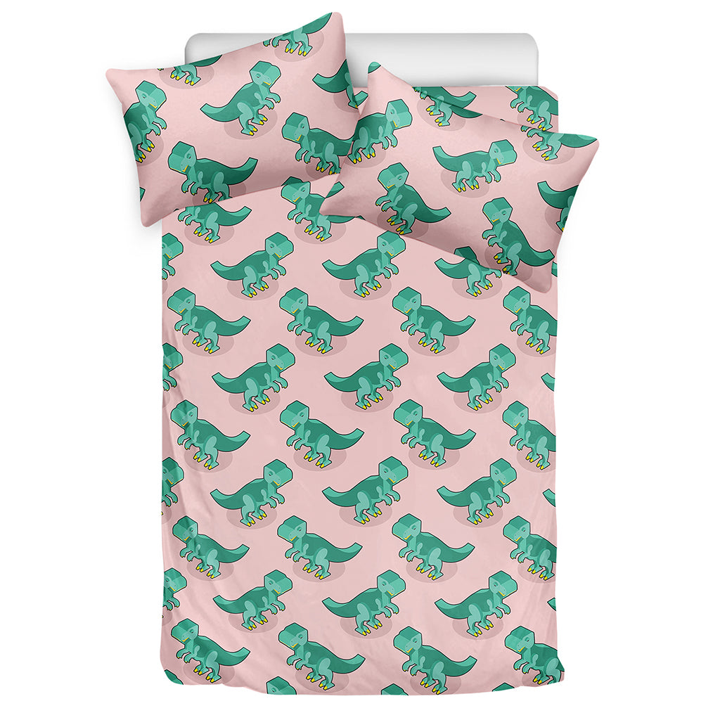 Isometric Tyrannosaurus Pattern Print Duvet Cover Bedding Set