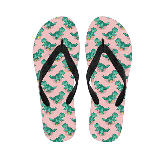 Isometric Tyrannosaurus Pattern Print Flip Flops