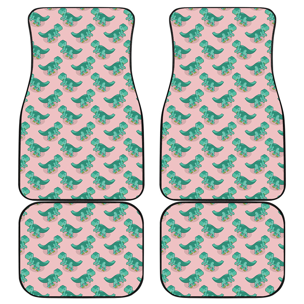 Isometric Tyrannosaurus Pattern Print Front and Back Car Floor Mats