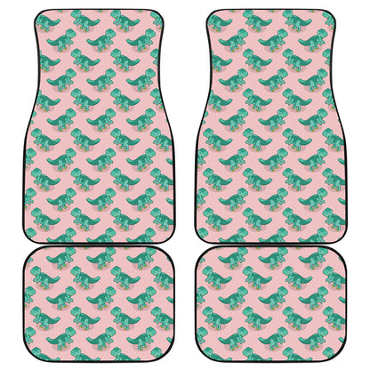 Isometric Tyrannosaurus Pattern Print Front and Back Car Floor Mats