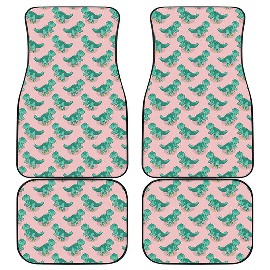 Isometric Tyrannosaurus Pattern Print Front and Back Car Floor Mats