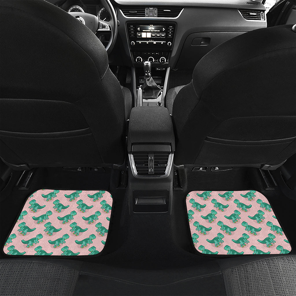 Isometric Tyrannosaurus Pattern Print Front and Back Car Floor Mats