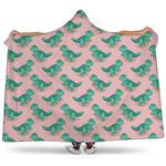 Isometric Tyrannosaurus Pattern Print Hooded Blanket