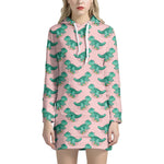 Isometric Tyrannosaurus Pattern Print Hoodie Dress