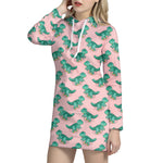 Isometric Tyrannosaurus Pattern Print Hoodie Dress