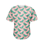 Isometric Tyrannosaurus Pattern Print Men's Baseball Jersey