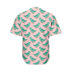 Isometric Tyrannosaurus Pattern Print Men's Baseball Jersey