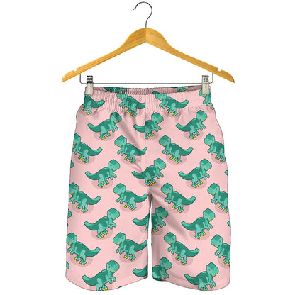 Isometric Tyrannosaurus Pattern Print Men's Shorts