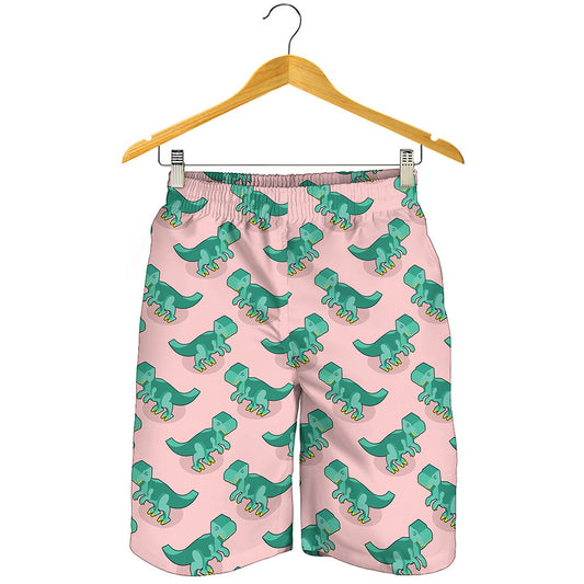 Isometric Tyrannosaurus Pattern Print Men's Shorts
