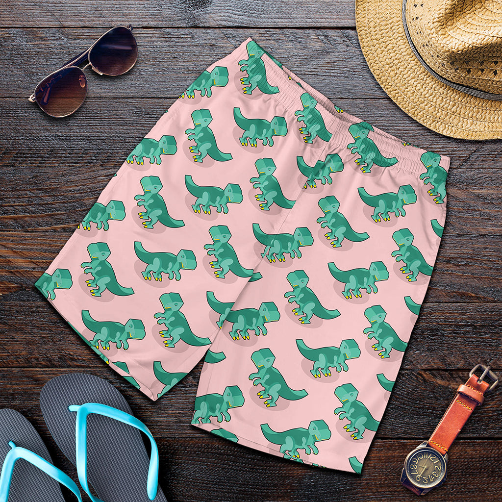 Isometric Tyrannosaurus Pattern Print Men's Shorts