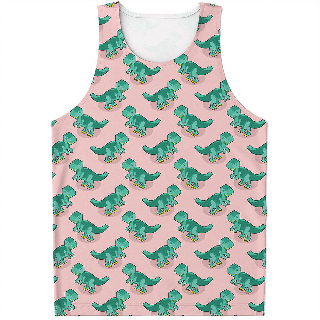 Isometric Tyrannosaurus Pattern Print Men's Tank Top