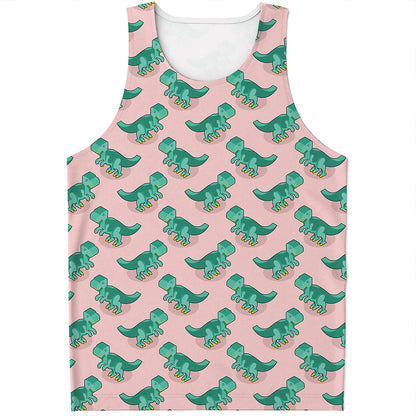 Isometric Tyrannosaurus Pattern Print Men's Tank Top