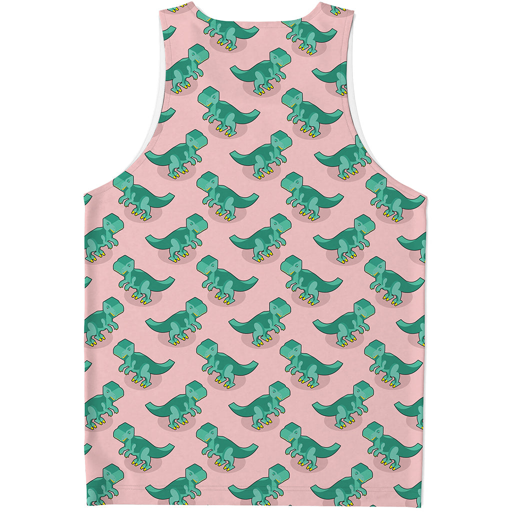 Isometric Tyrannosaurus Pattern Print Men's Tank Top