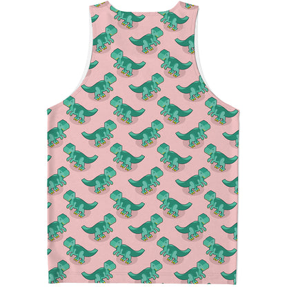 Isometric Tyrannosaurus Pattern Print Men's Tank Top