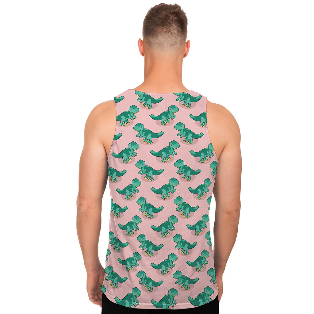 Isometric Tyrannosaurus Pattern Print Men's Tank Top