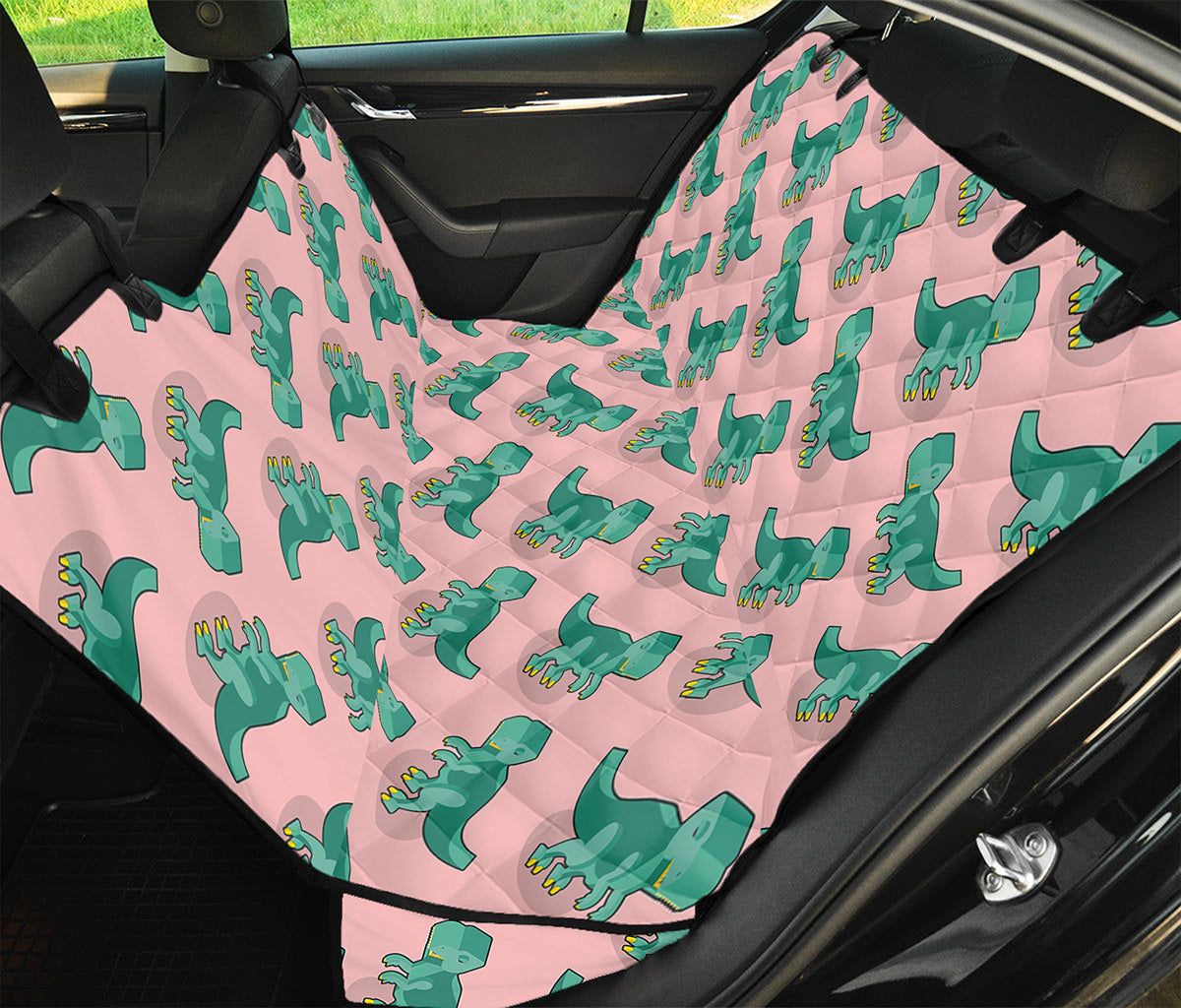 Isometric Tyrannosaurus Pattern Print Pet Car Back Seat Cover