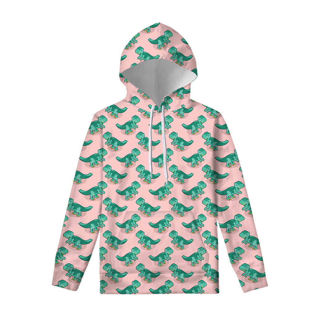 Isometric Tyrannosaurus Pattern Print Pullover Hoodie