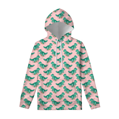 Isometric Tyrannosaurus Pattern Print Pullover Hoodie