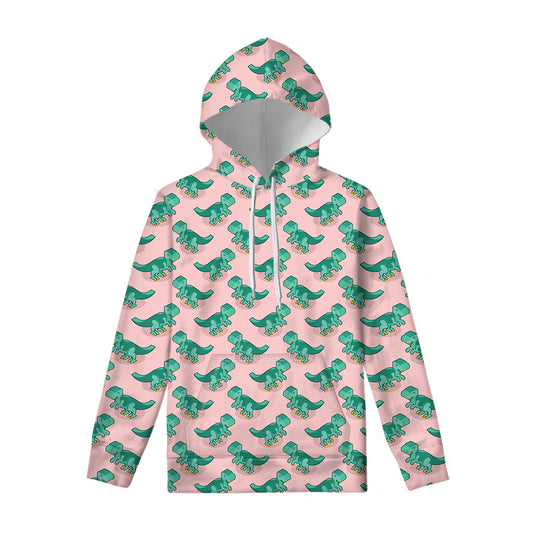 Isometric Tyrannosaurus Pattern Print Pullover Hoodie