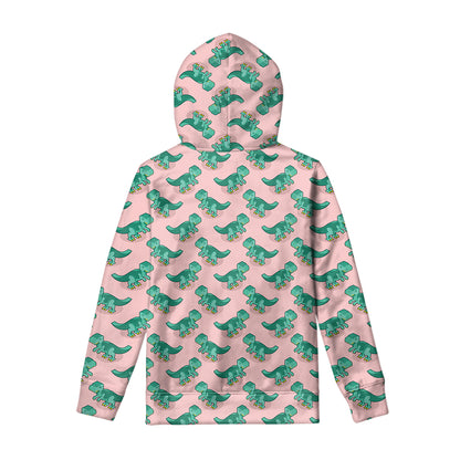Isometric Tyrannosaurus Pattern Print Pullover Hoodie