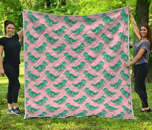 Isometric Tyrannosaurus Pattern Print Quilt