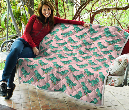 Isometric Tyrannosaurus Pattern Print Quilt