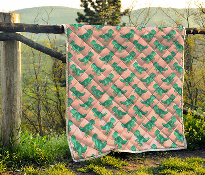 Isometric Tyrannosaurus Pattern Print Quilt