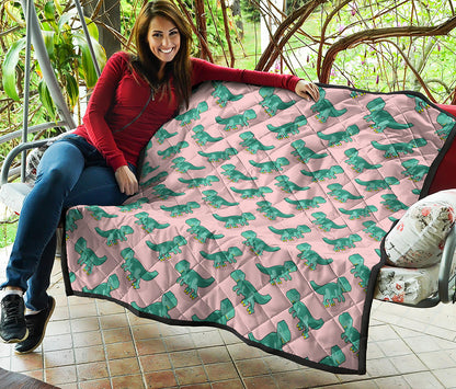 Isometric Tyrannosaurus Pattern Print Quilt