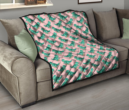 Isometric Tyrannosaurus Pattern Print Quilt
