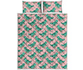 Isometric Tyrannosaurus Pattern Print Quilt Bed Set