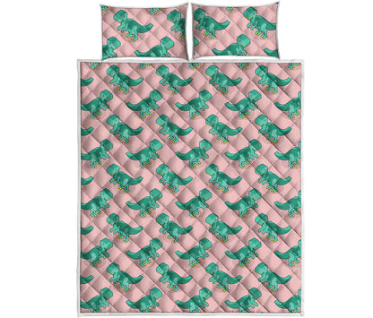 Isometric Tyrannosaurus Pattern Print Quilt Bed Set