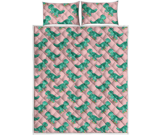 Isometric Tyrannosaurus Pattern Print Quilt Bed Set