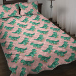 Isometric Tyrannosaurus Pattern Print Quilt Bed Set
