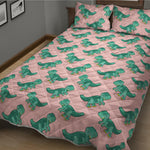 Isometric Tyrannosaurus Pattern Print Quilt Bed Set