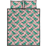 Isometric Tyrannosaurus Pattern Print Quilt Bed Set