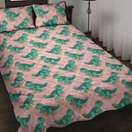 Isometric Tyrannosaurus Pattern Print Quilt Bed Set