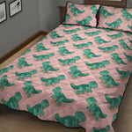 Isometric Tyrannosaurus Pattern Print Quilt Bed Set