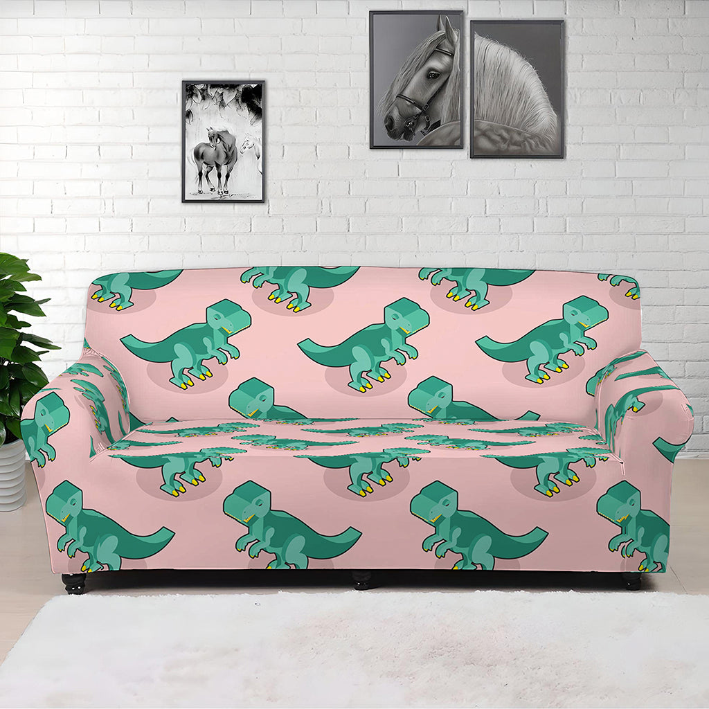 Isometric Tyrannosaurus Pattern Print Sofa Cover
