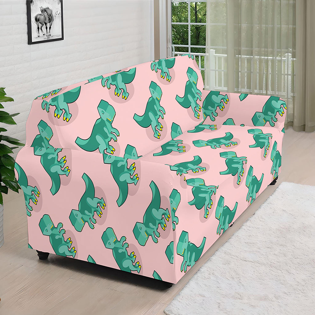 Isometric Tyrannosaurus Pattern Print Sofa Cover
