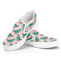Isometric Tyrannosaurus Pattern Print White Slip On Sneakers