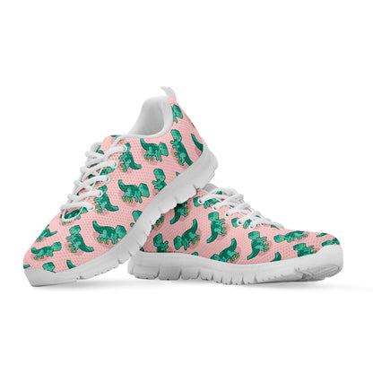 Isometric Tyrannosaurus Pattern Print White Sneakers