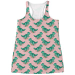 Isometric Tyrannosaurus Pattern Print Women's Racerback Tank Top
