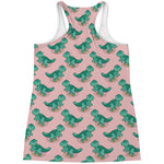Isometric Tyrannosaurus Pattern Print Women's Racerback Tank Top