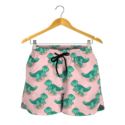 Isometric Tyrannosaurus Pattern Print Women's Shorts