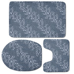 Ivy Flower Denim Jeans Pattern Print 3 Piece Bath Mat Set